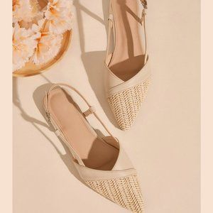 Point Toe Slingback Woven Flats